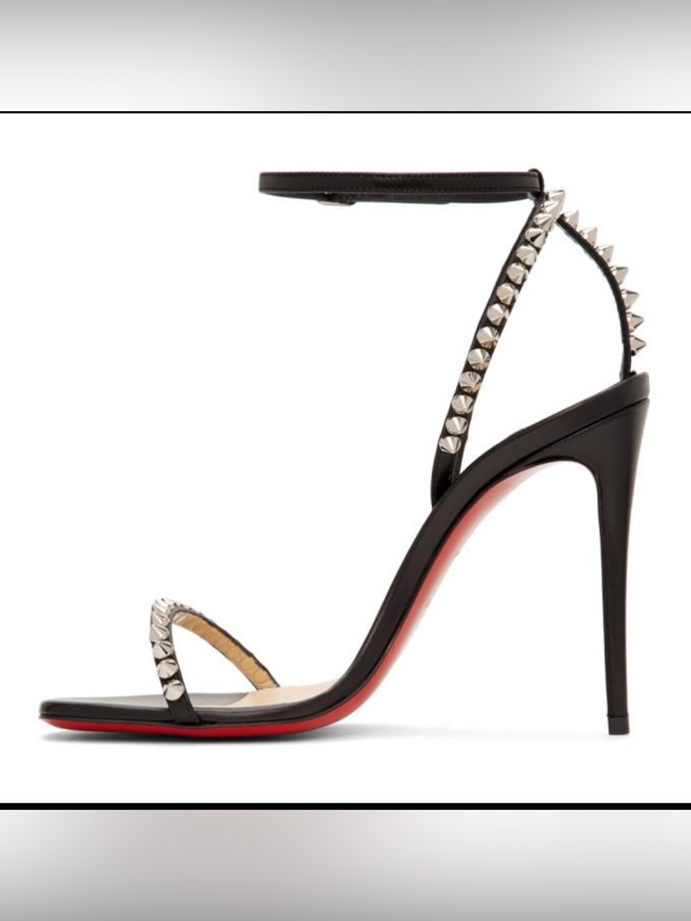 Christian Louboutin So Me 100 Black Silver Studded Heels 40.5 Complete Set